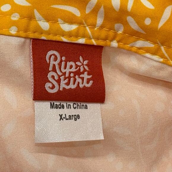 RipSkirt Hawaii Skirt Size XL Length 2 Damask Citrus Yellow Adjustable Quick Dry - Picture 5 of 6